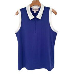 Tommy Bahama Womens Golf Sleeveless Polo Shirt size XL Blue Quick-Dry SPF 50 new